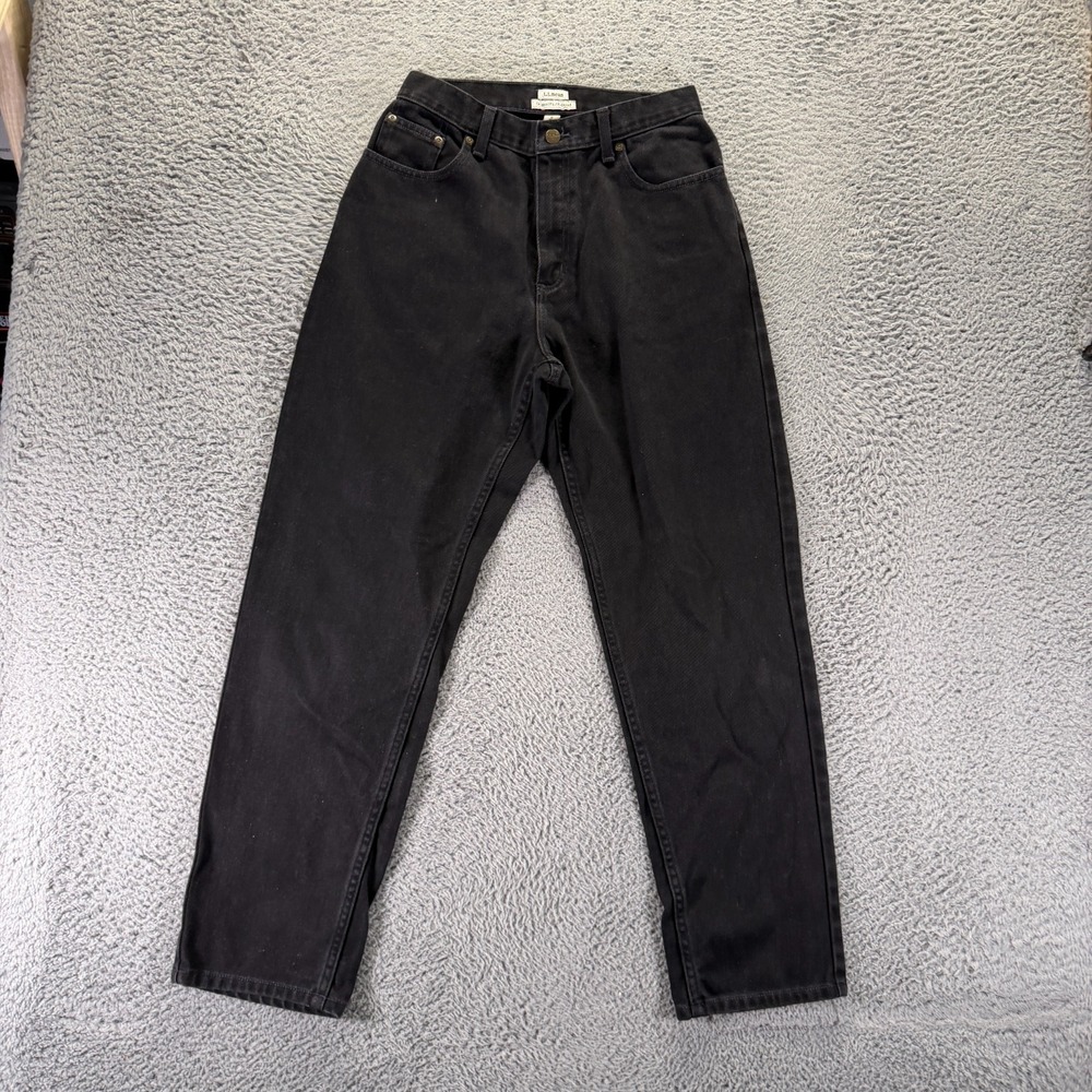 Vintage L.L. Bean Double L Jeans Womens 8 Black Cotton Denim Tapered Relaxed Fit